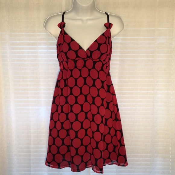 Express Dresses & Skirts - Express Silk Polka Dot Baby Doll Mini Sz M